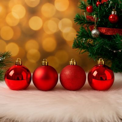 Imagen 2 del producto Set 12 Adornos Navideños Bambalinas Rojo 6cm Decoración