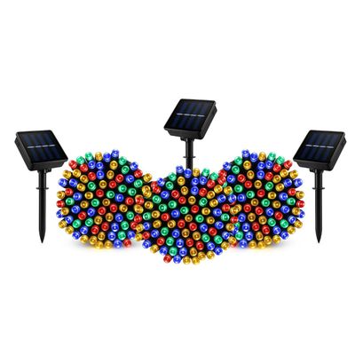 Set 3 Luces Guirnalda Navidad Solar 100 Led RGB 10M Hogar