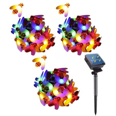 Set 3 Luces Navidad Led Abeja Solar 4M RGB Decoracion