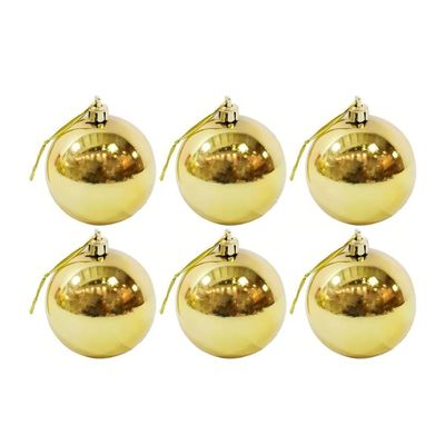 6 Esferas Navideñas Bambalinas Adorno 6cm Dorado Decoracion