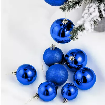 Imagen 2 del producto 10 Bambalinas Navideñas Esferas 6cm Azul Adorno Decoración