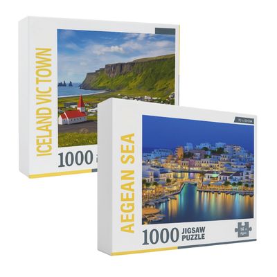 2 Rompecabezas 1000 Piezas 70x50cm Islandia Mar Egeo