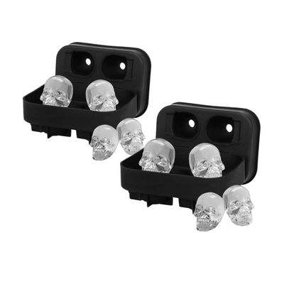 Set 2 Moldes Silicona Calaveras 4 Cavidades Negro Reposteria