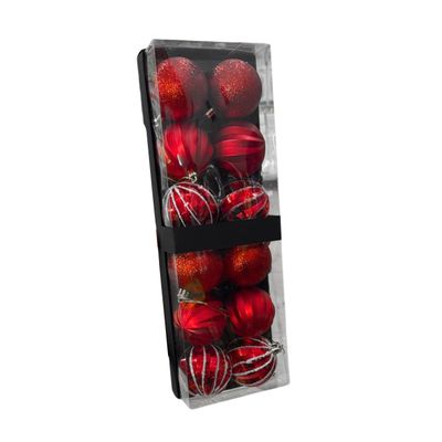 12 Bambalinas Esferas Navideñas Rojo 6cm Decoracion Navidad