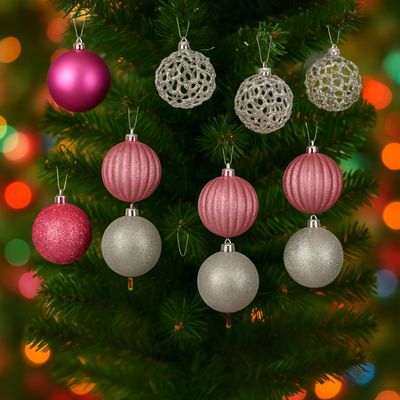 Imagen 2 del producto Set 12 Bambalinas Esferas Adornos Navideños Decoración 6cm