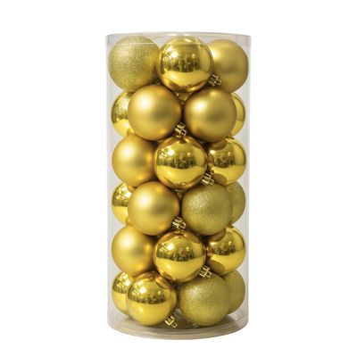 24 Esferas Navideñas Bambalinas 8 Cm Dorado Decoracion
