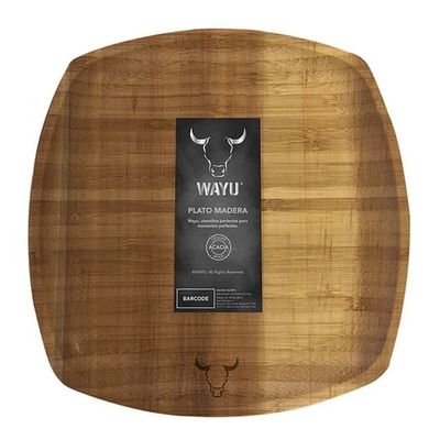 Imagen 2 del producto Plato cuadrado 25x25cmcm Aperitivo Madera Wayu Asado Cocina