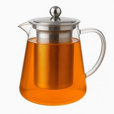 Imagen 2 del producto Tetera Vidrio 550mL Con Infusor Metal Mango Vidrio Tetera Te