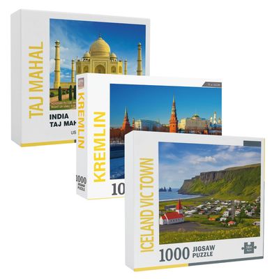 3 Rompecabezas 1000 Pieza 70x50cm Islandia Kremlin Taj Mahal