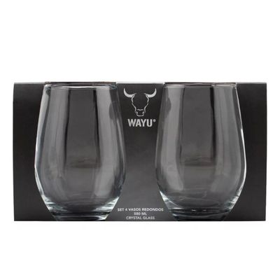 Imagen 2 del producto Set 4 Vasos Vidrio Cristal Redondo Wayu 580mL Liquido Coctel