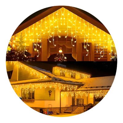 Imagen 1 del producto Set 3 Luces Navidad Solar Cascada Calidas 360 Led 8M Hogar
