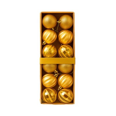 12 Bambalinas Esferas Navideñas Dorado 6cm Decoracion Navidad