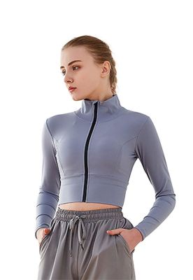 Poleron crop con cierre azul