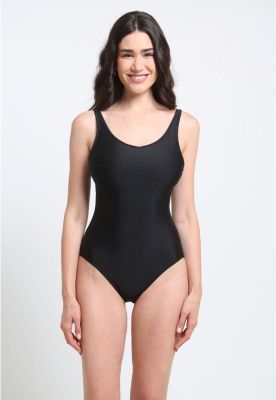 Traje de Baño Deportivo Negro Ajuste Perfecto Corte Espalda en V
