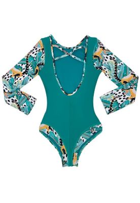 Imagen 2 del producto Traje de baño de niña manga larga verde