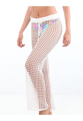 Salida de playa tipo pantalón blanco