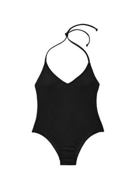 Traje de baño escotado con pinza negro