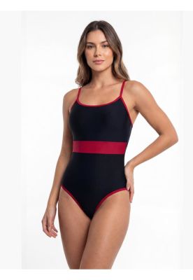 Imagen 1 del producto Traje de baño mujer natación con franja rojo
