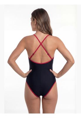Imagen 2 del producto Traje de baño mujer natación con franja rojo