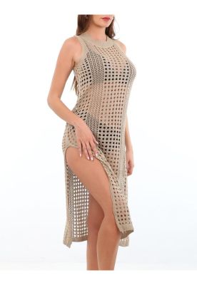 Salida de playa vestido largo beige