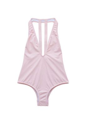 Traje de baño escotado rosado