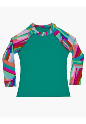 Polera niña protección UV estampado verde