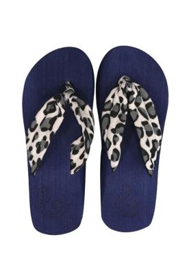 Chalas con plataforma animal print azul mujer