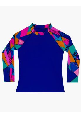 Polera niña protección UV estampado azul