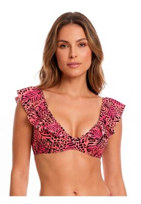 Imagen 1 del producto Bikini triangulo con vuelos estampado negro