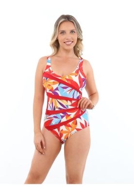 Traje De Baño Modelador Estampado beige