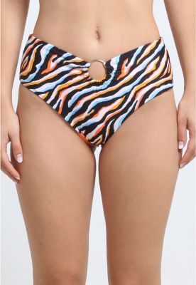 Bikini calzón alto argolla estampado naranja