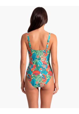 Imagen 2 del producto Traje de baño reductor copa doble d estampado verde