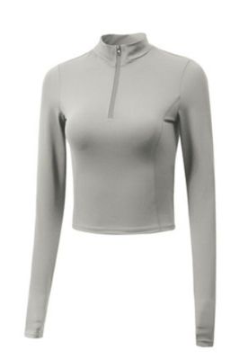 Poleron crop con cierre corto gris