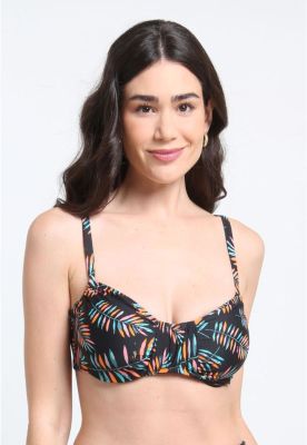 Bikini sostén arruchado copa C estampado verde