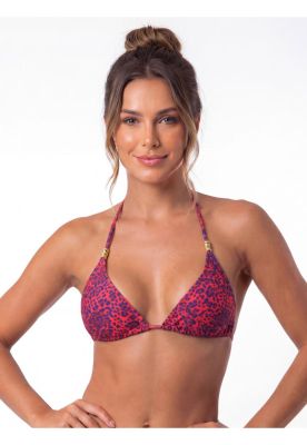 Bikini estilo triángulo clásico animal print brillante azul