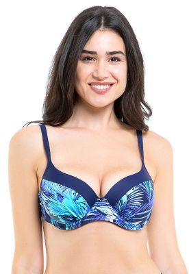 Bikini sostén copa grande estampado azul