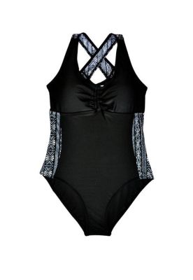 Traje de baño deportivo para busto grande estampado negro