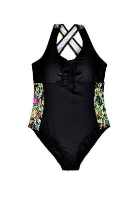 Deportivo para busto grande negro con estampado verde