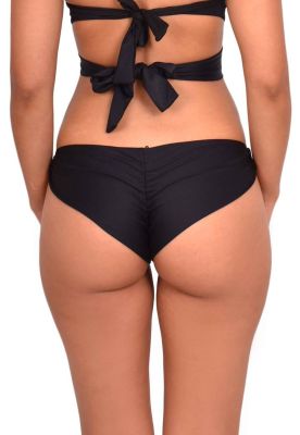 Imagen 2 del producto Bikini calzón con drapeado trasero estampado negro