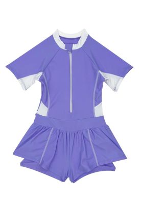 Imagen 2 del producto Traje de baño niña con falda protección UV morado