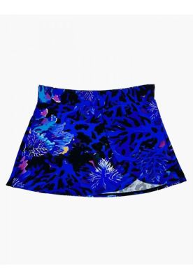 Bikini calzón falda estampado azul