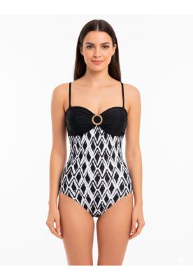 Traje de baño una pieza reductor strapless negro