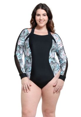 Traje de baño deportivo manga larga estampado