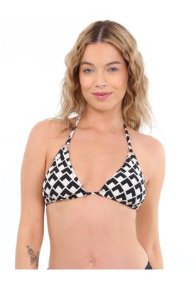 Samia Bikini Triangulo Argolla Estampado Negro