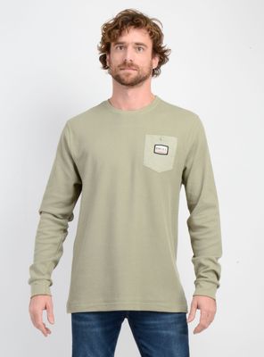 POLERA MANGA LARGA WAFFLE SUPLY II VERDE OSCURO