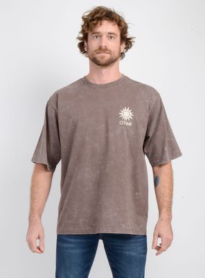 POLERA MANGA CORTA OVERSIZE BLOCK CAFÉ