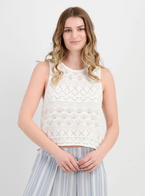 POLERA TEJIDA SIN MANGAS CEDAR BEIGE CLARO