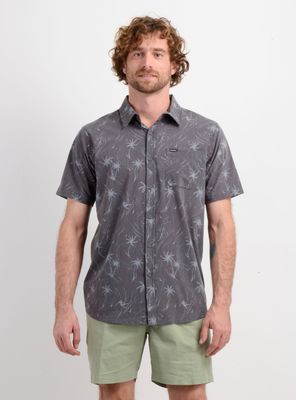 CAMISA MANGA CORTA TRVLR TRAVERSE PALM GRIS OSCURO