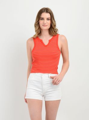 POLERA RIB SIN MANGAS CLOVE ROJO
