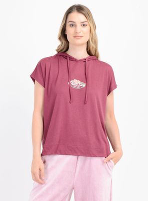 POLERA MANGA CORTA BEACHY BLOOM  ROJO OSCURO